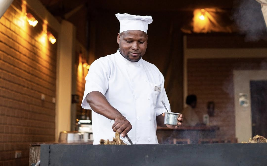 Luxury safari lodge in the Serengeti at sunset