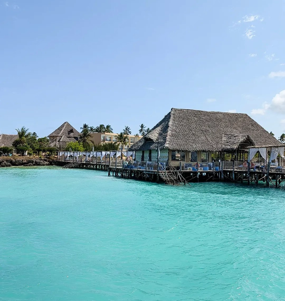 Luxury beach resort in Zanzibar with pool overlooking the ocean